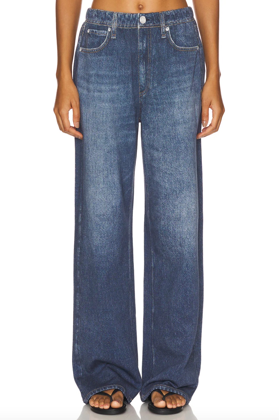 Rag & Bone Miramar Terry Wide Leg Pull On Jeans Petra Medium